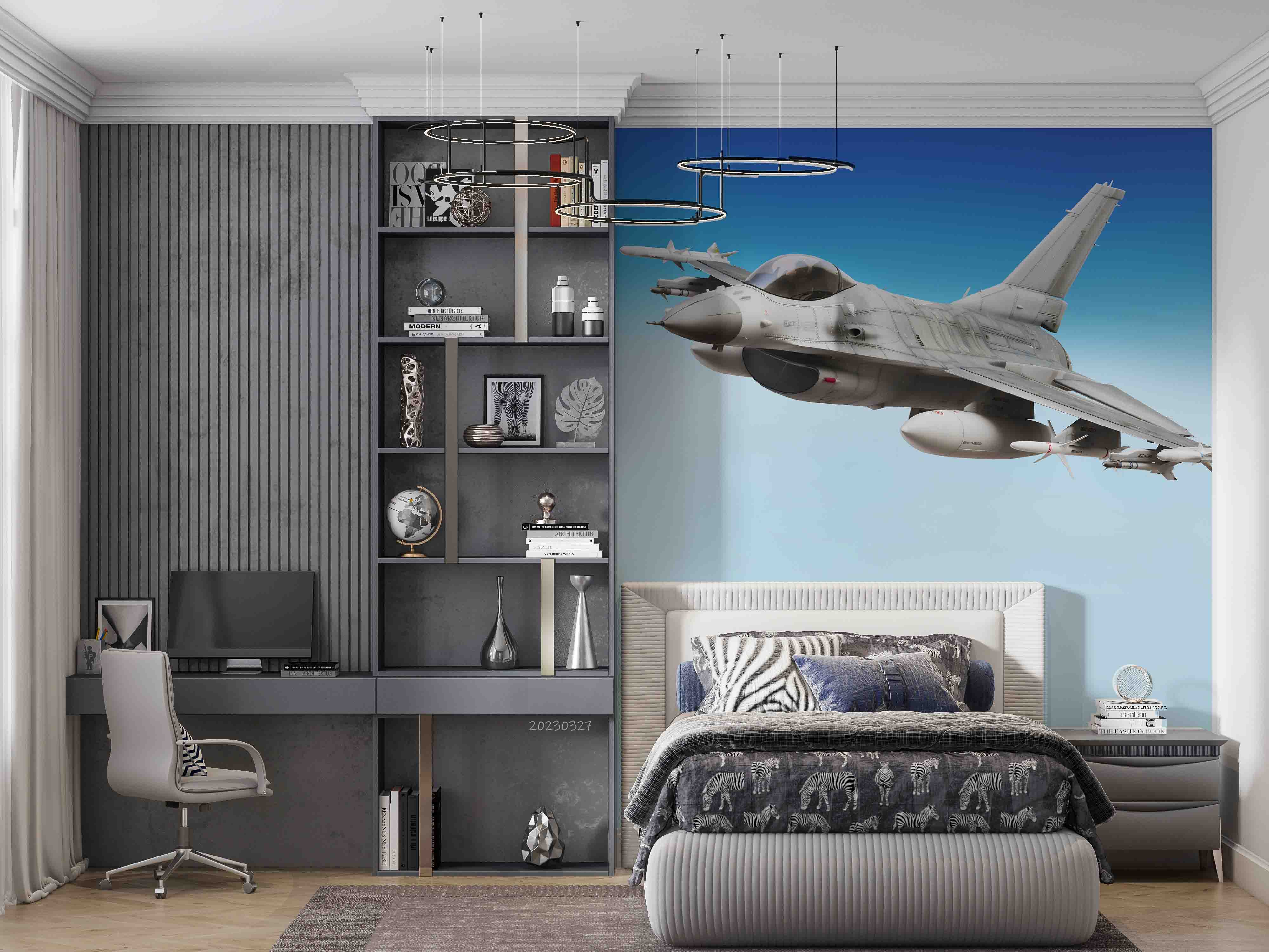 3D Military F16 Fighter Wall Mural Wallpaper GD 5469- Jess Art Decoration