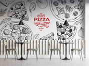 3D Italian Pizza Ingredients Top View Frame Engraving Style Wall Mural Wallpaper GD 5549- Jess Art Decoration