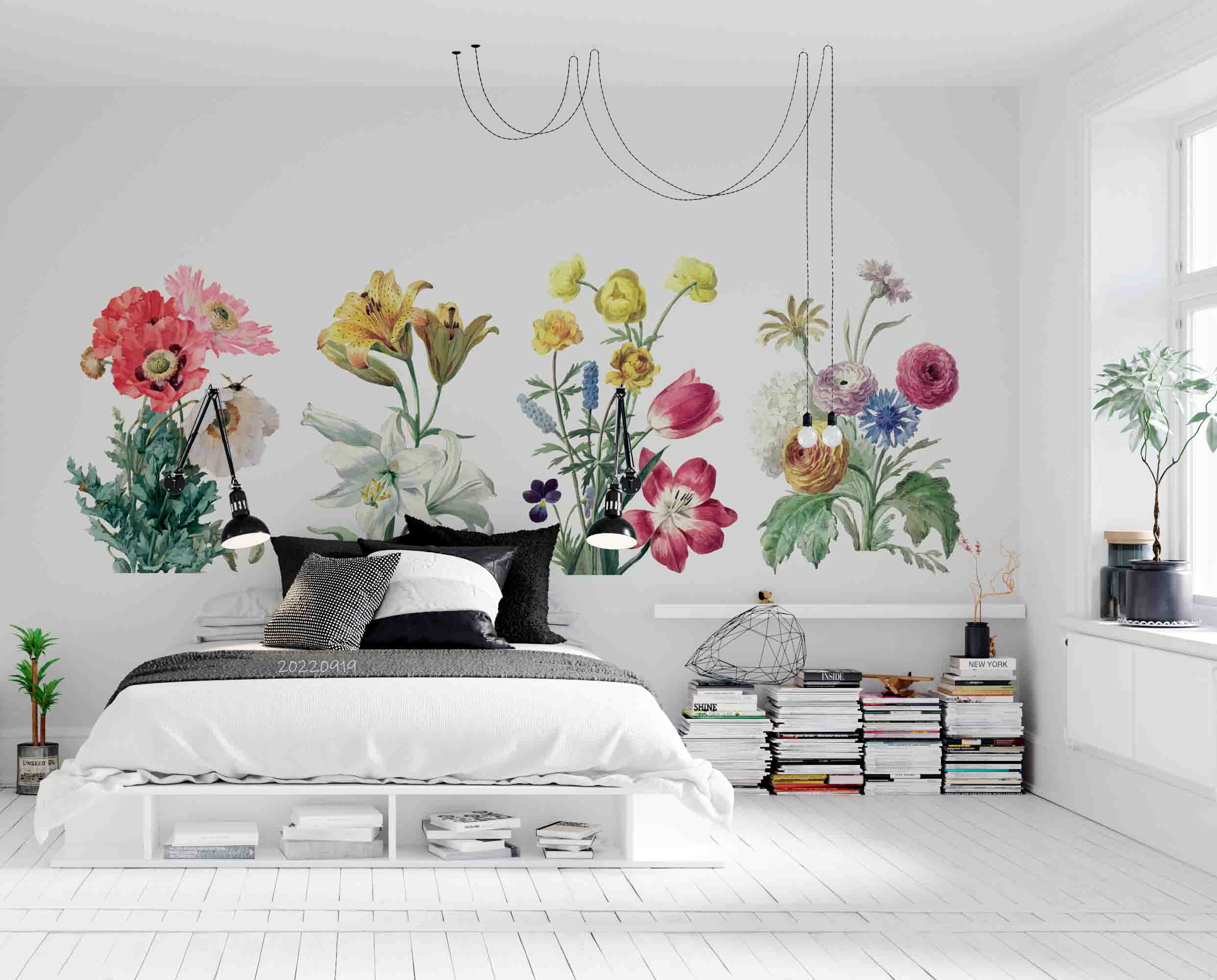 3D Vintage Floral Plant Wall Mural Wallpaper GD 3420- Jess Art Decoration