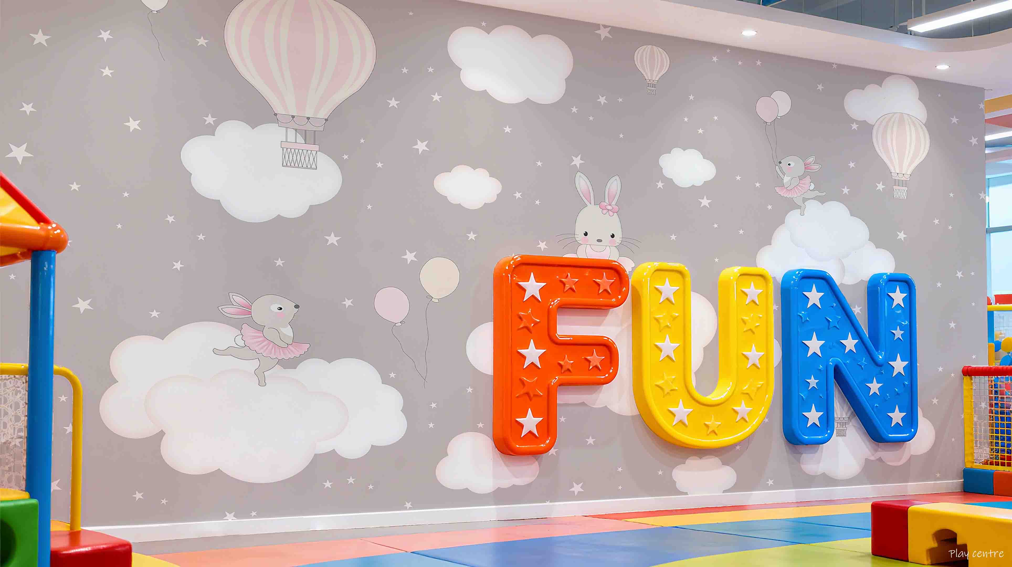 3D Play Centre Amusement Park Funfair Carnie Cartoon Animals Clouds Wall Mural Wallpaper 15