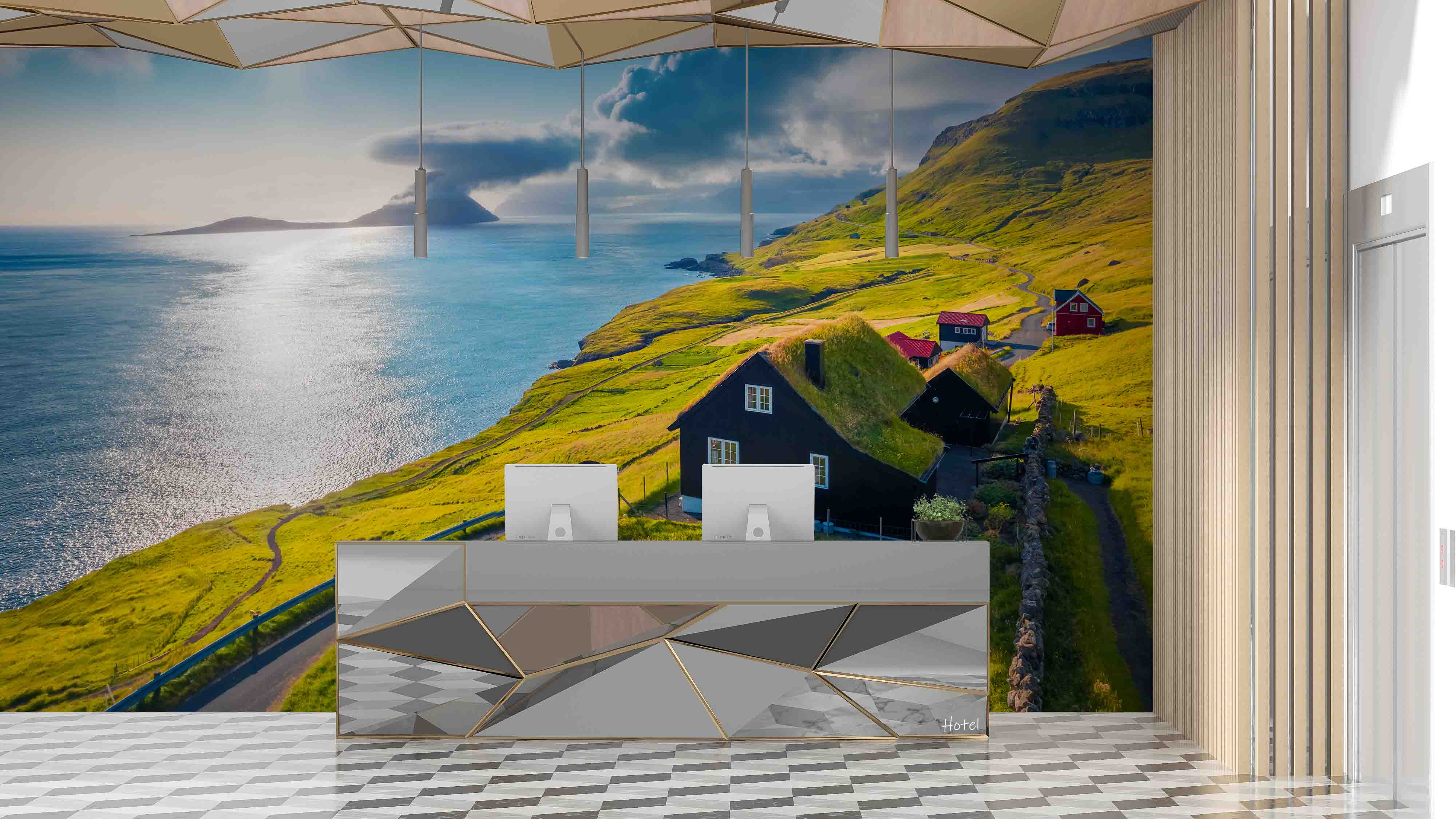 3D Hotel Inn Motel Hostel Resort Manor Scenery Sea Wall Mural Wallpaper 12