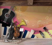 3D Pattern Guitar Stave Trumpet Piano Wall Mural Wallpaper YXL 07- Jess Art Decoration