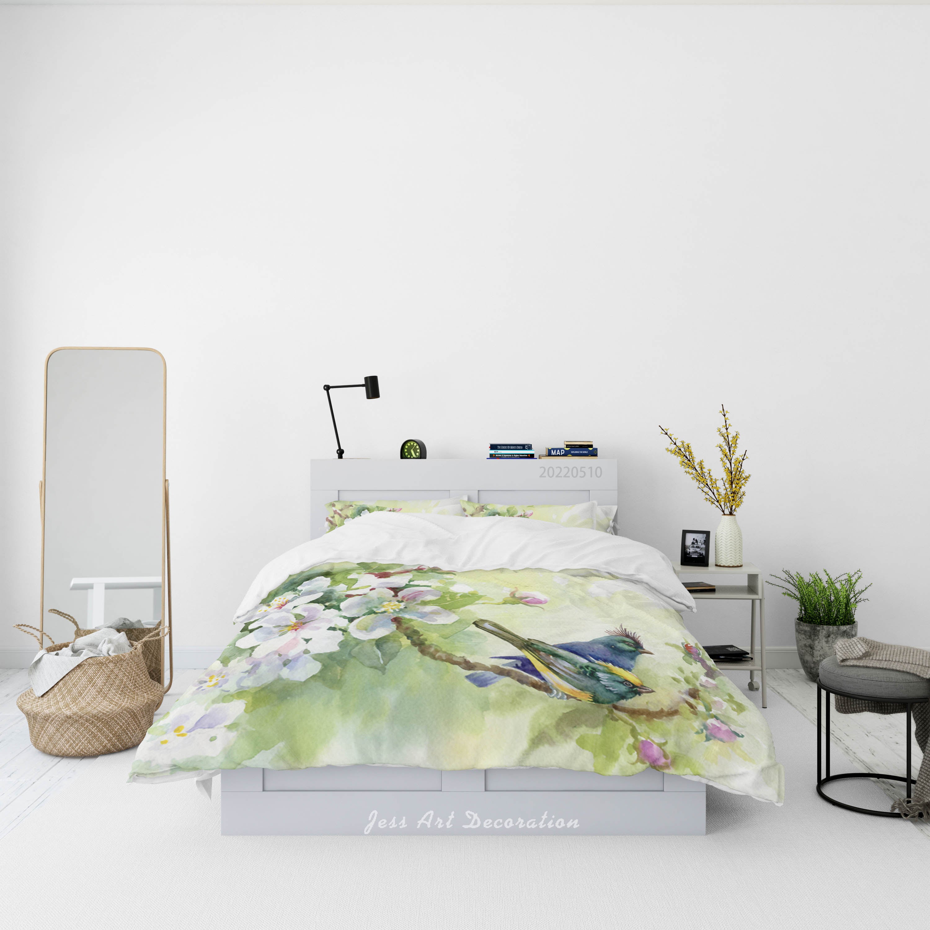 3D Floral Bird Branch Quilt Cover Set Bedding Set Duvet Cover Pillowcase 02