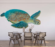 3D Watercolor Turtle Pattern White Background Wall Mural Wallpaper GD 3800- Jess Art Decoration