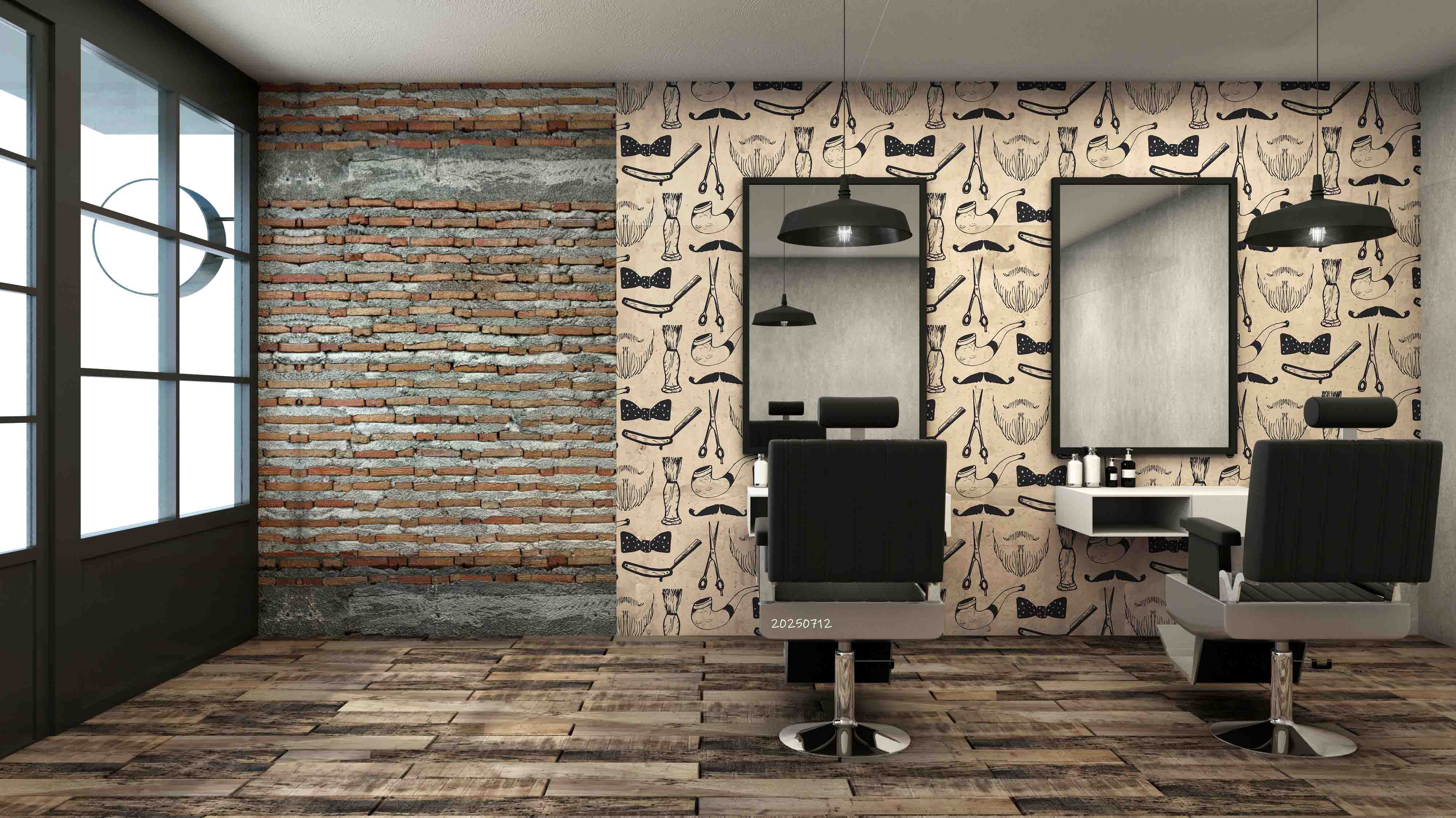 3D Salon Shop Beauty Salon Mustache Barber Shop Wall Mural Wallpaper 10