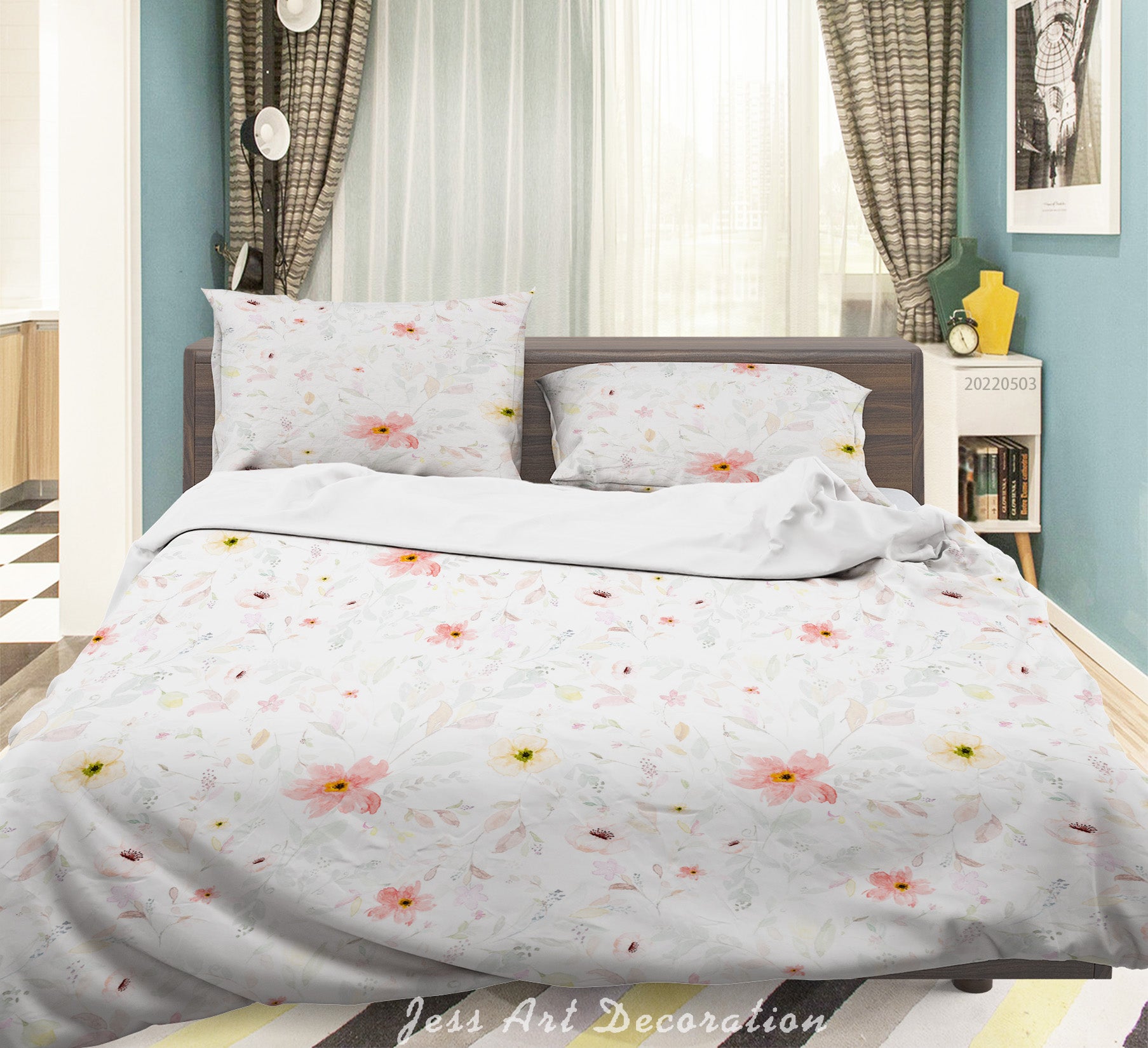 3D Floral Leaf Quilt Cover Set Bedding Set Duvet Cover Pillowcase 592