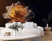 3D Gold Rose Flower Sculpture Wallpaper Wall Mural Wall Decor Wall Art Wall Sticker Remoable Wallpaper