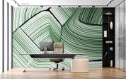 3D Office Business Technology Geometric Green Lines Modern Wall Mural Wallpaper 23