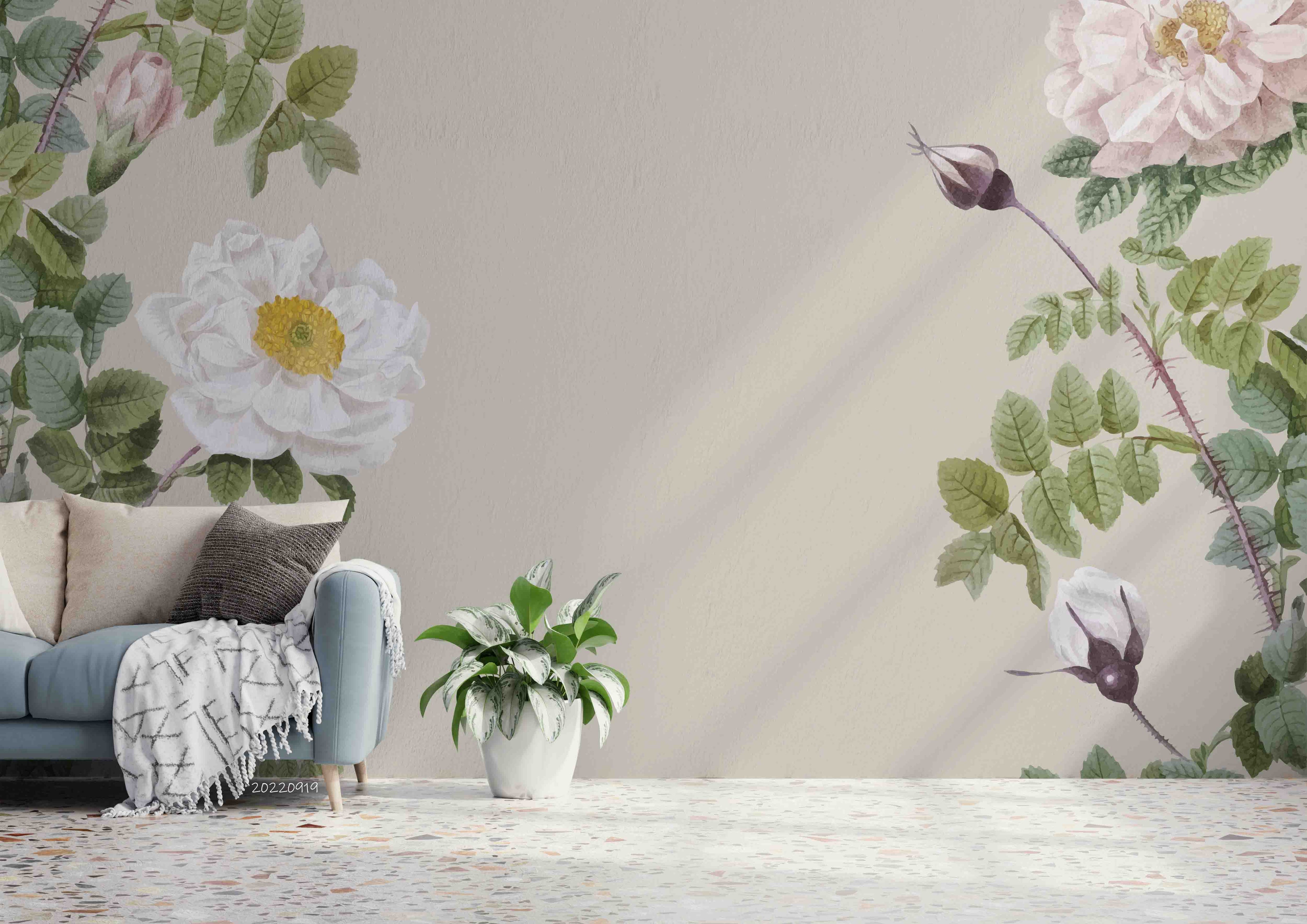 3D Plant Floral Leaf Border Wall Mural Wallpaper GD 3472- Jess Art Decoration