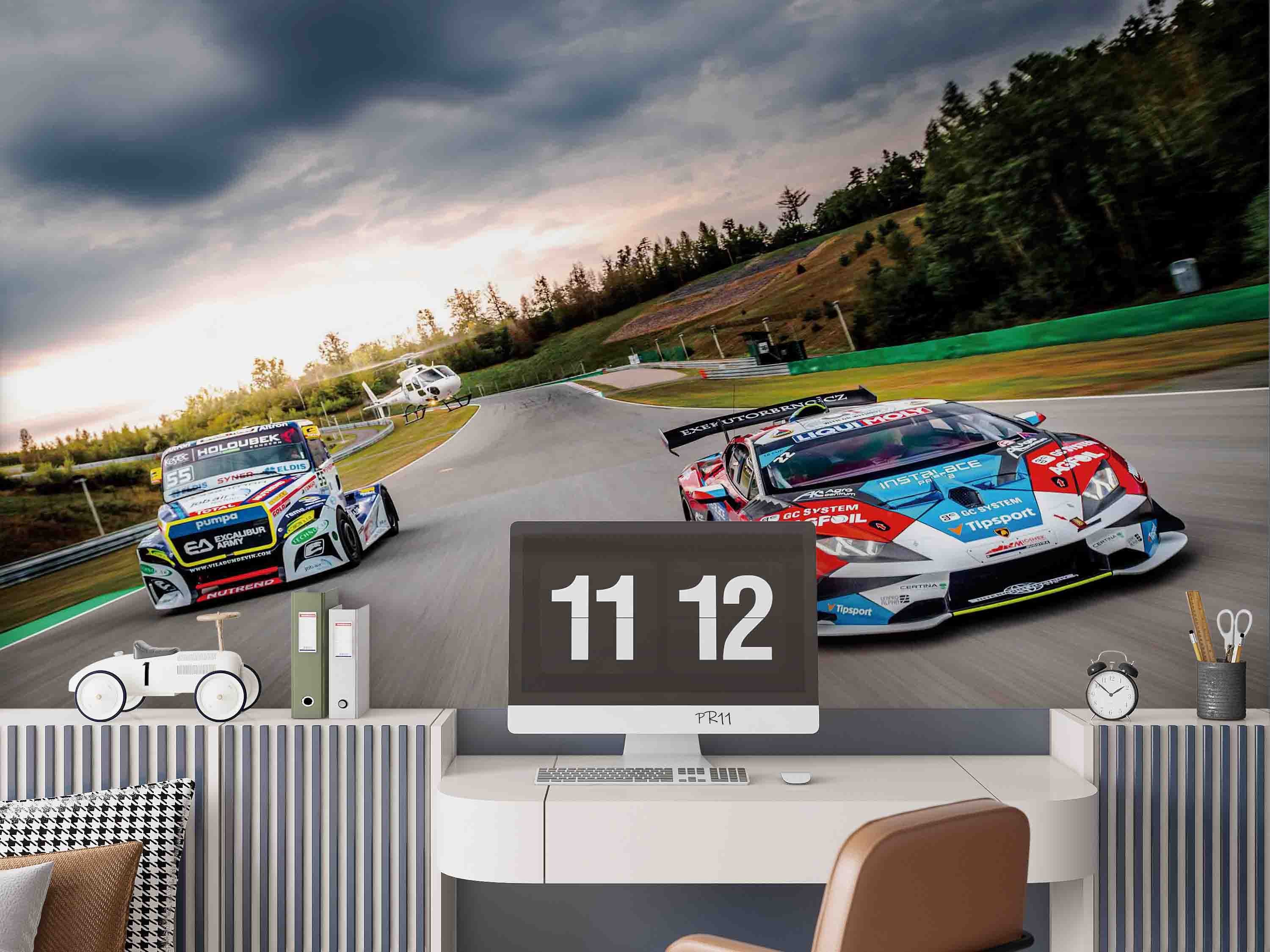 Racing Race Track Helicopter Racing Wallpaper racing & cars wall mural for garage, game room or entertainment space