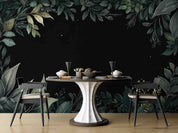 3D Green Leaves Dark Background Wallpaper Wall Mural Wall Decor Wall Art Wall Sticker Remoable Wallpaper