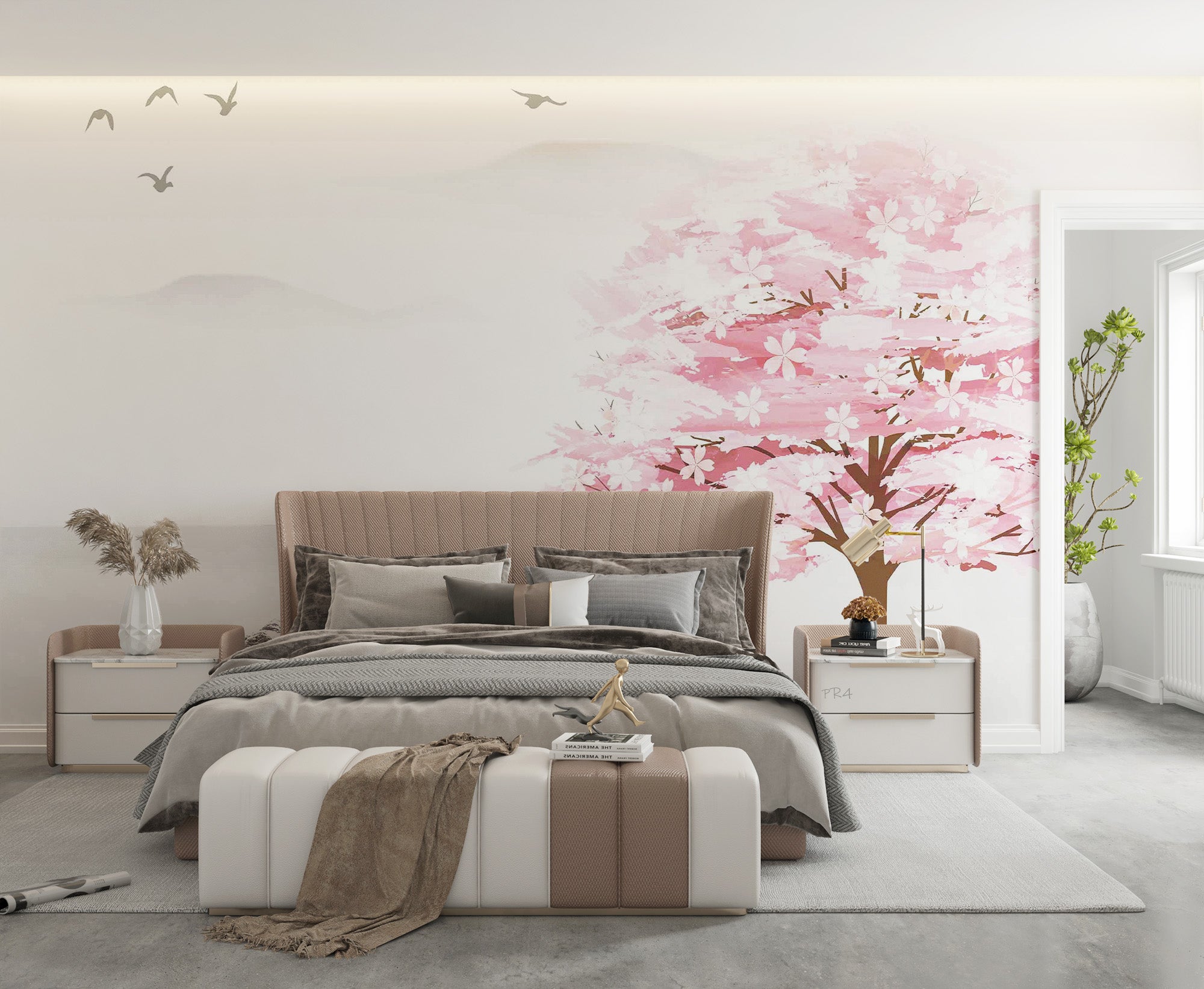 3D Tree Oriental Bird Stone Wall Mural Wallpaper YXL 2818
