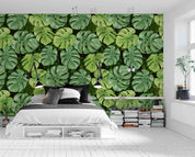 3D Tropical Green Monstera Leaf Pattern Wall Mural Wallpaper GD 5150- Jess Art Decoration