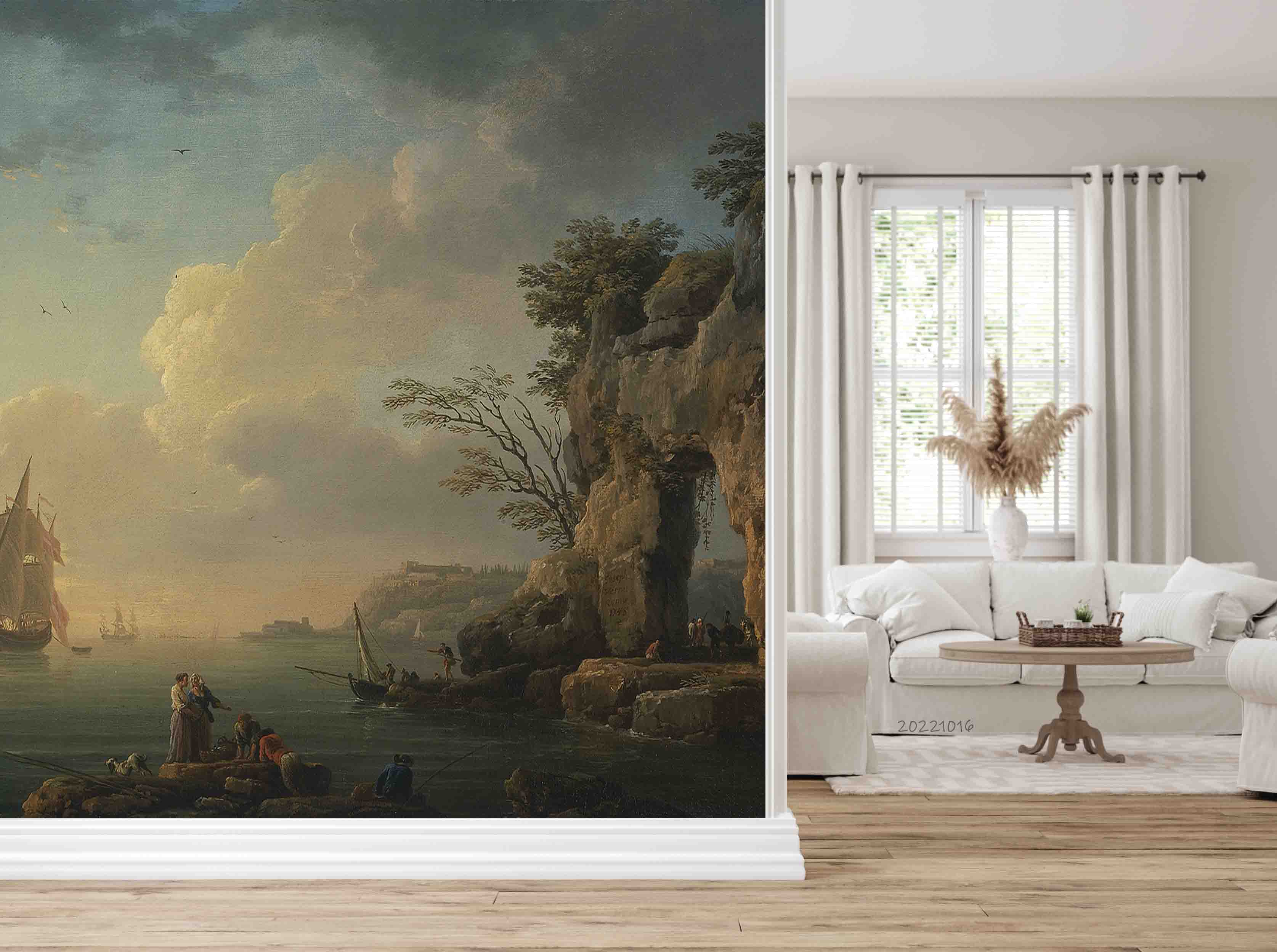 3D Oil Painting Mountain Sea Sailboat Scenery Wall Mural Wallpaper GD 2976- Jess Art Decoration