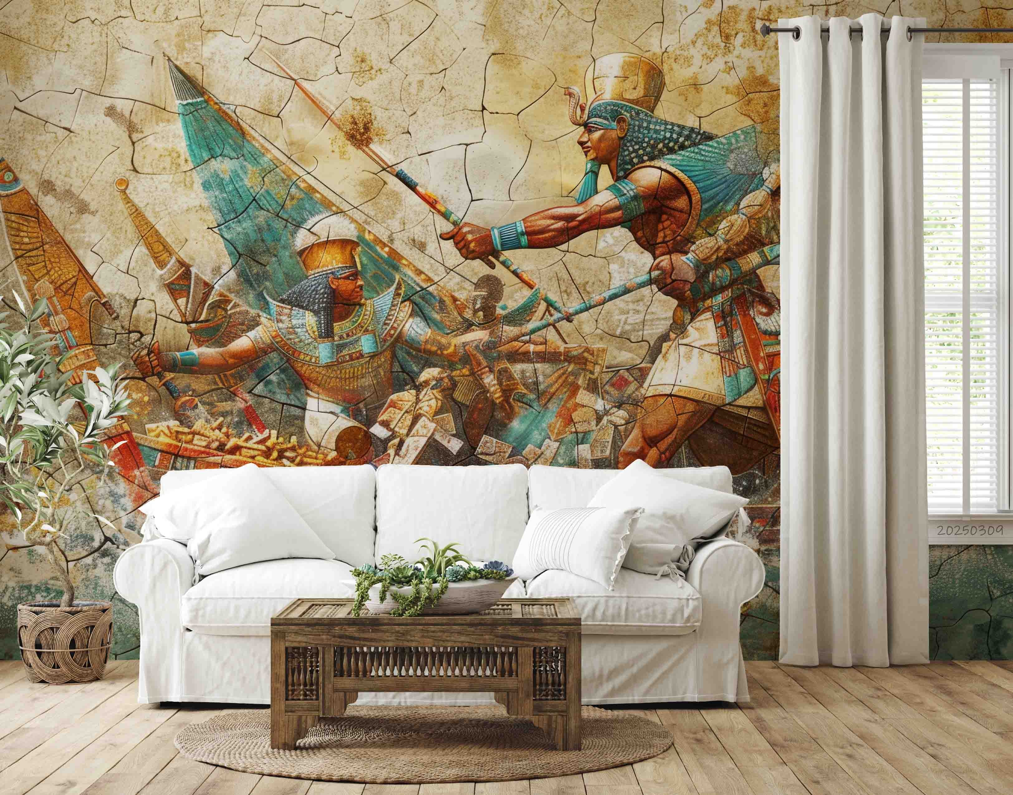 3D Egyptian Hieroglyphics Wall Cultural Symbols Wallpaper Wall Mural Wall Decor Wall Art Wall Sticker Remoable Wallpaper LQH