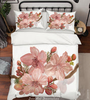 3D Floral Peony Branch Quilt Cover Set Bedding Set Duvet Cover Pillowcase 207