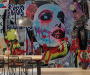 Abstract Art Graffiti Woman Face Wallpaper portrait street art wall mural for bedroom or creative studio - view 2