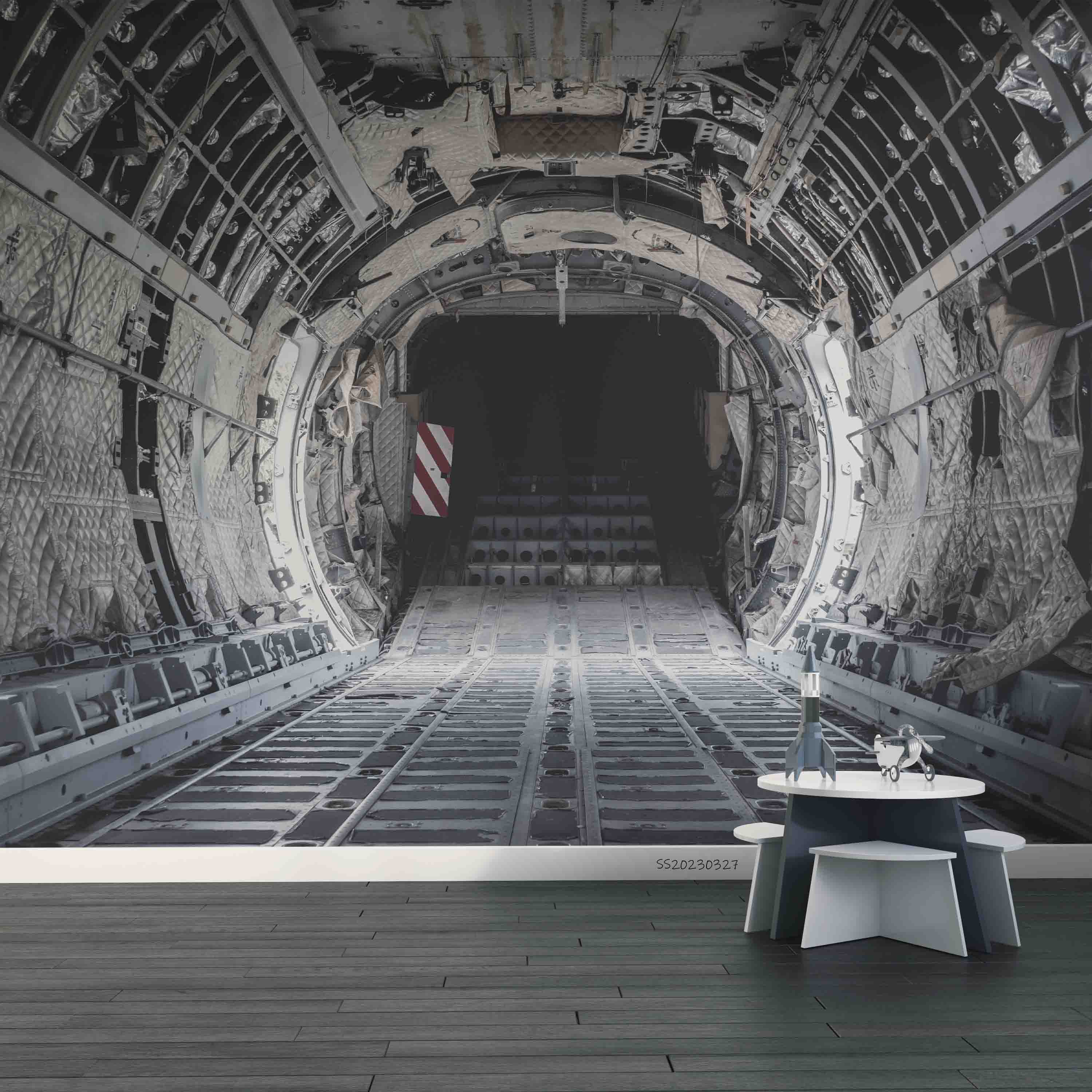 3D Military Transport Aircraft Interior View Wall Mural Wallpaper GD 5460- Jess Art Decoration