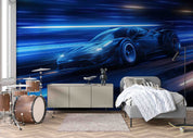 3D Blue Sports Car Wallpaper Wall Mural Wall Decor Wall Art Wall Sticker Remoable Wallpaper