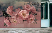 3D Retail Shop Store Market Trade Pink Floral Wall Mural Wallpaper 5