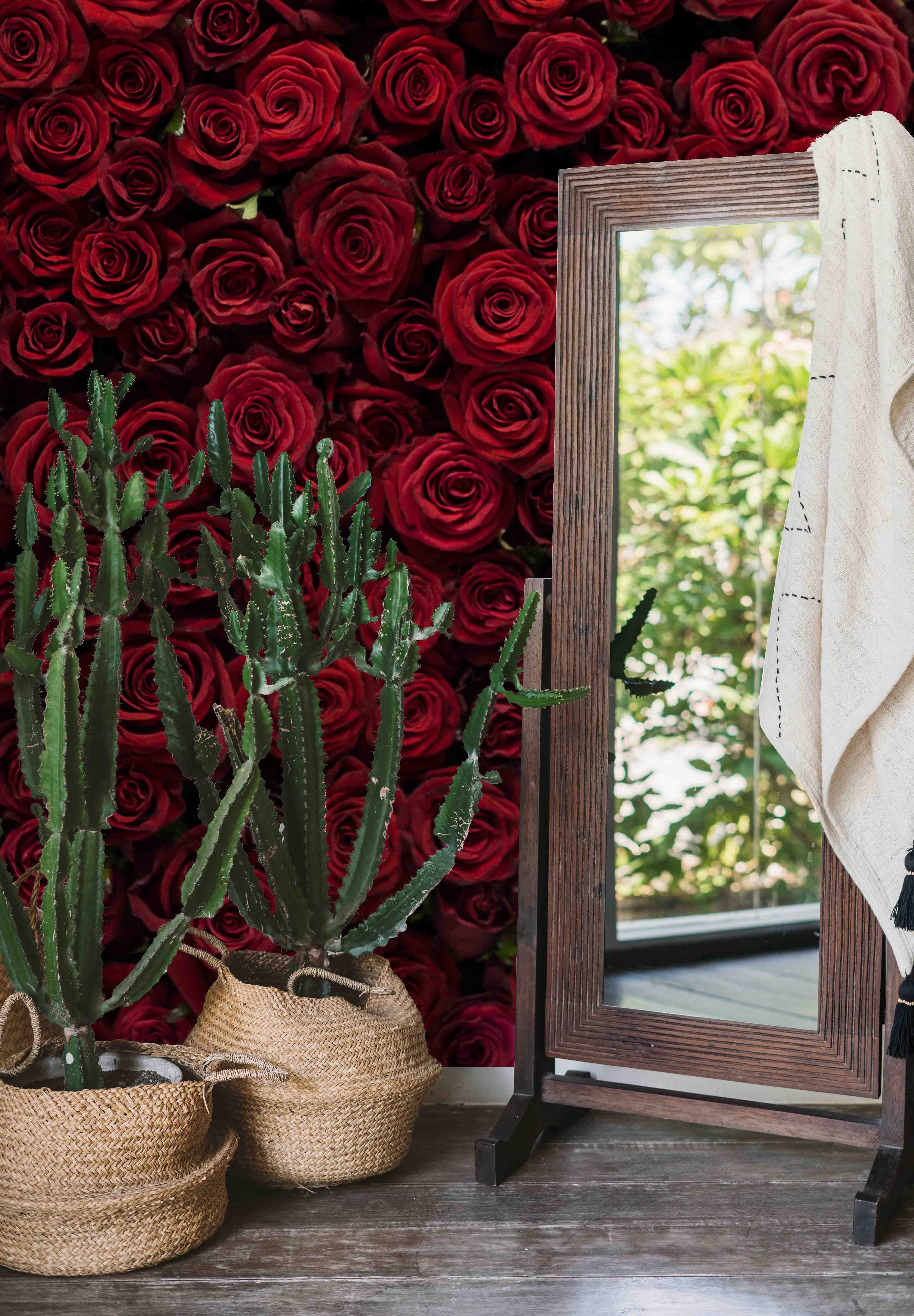 3D Red Rose Background deep red rose feature wall wall mural wallpaper for bathroom - view 7