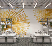 3D Office Business Commerce Golden Lines Modern Wall Mural Wallpaper 53