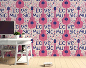 3D Pattern Guitar Pink Letter Note Wall Mural Wallpaper YXL 07- Jess Art Decoration