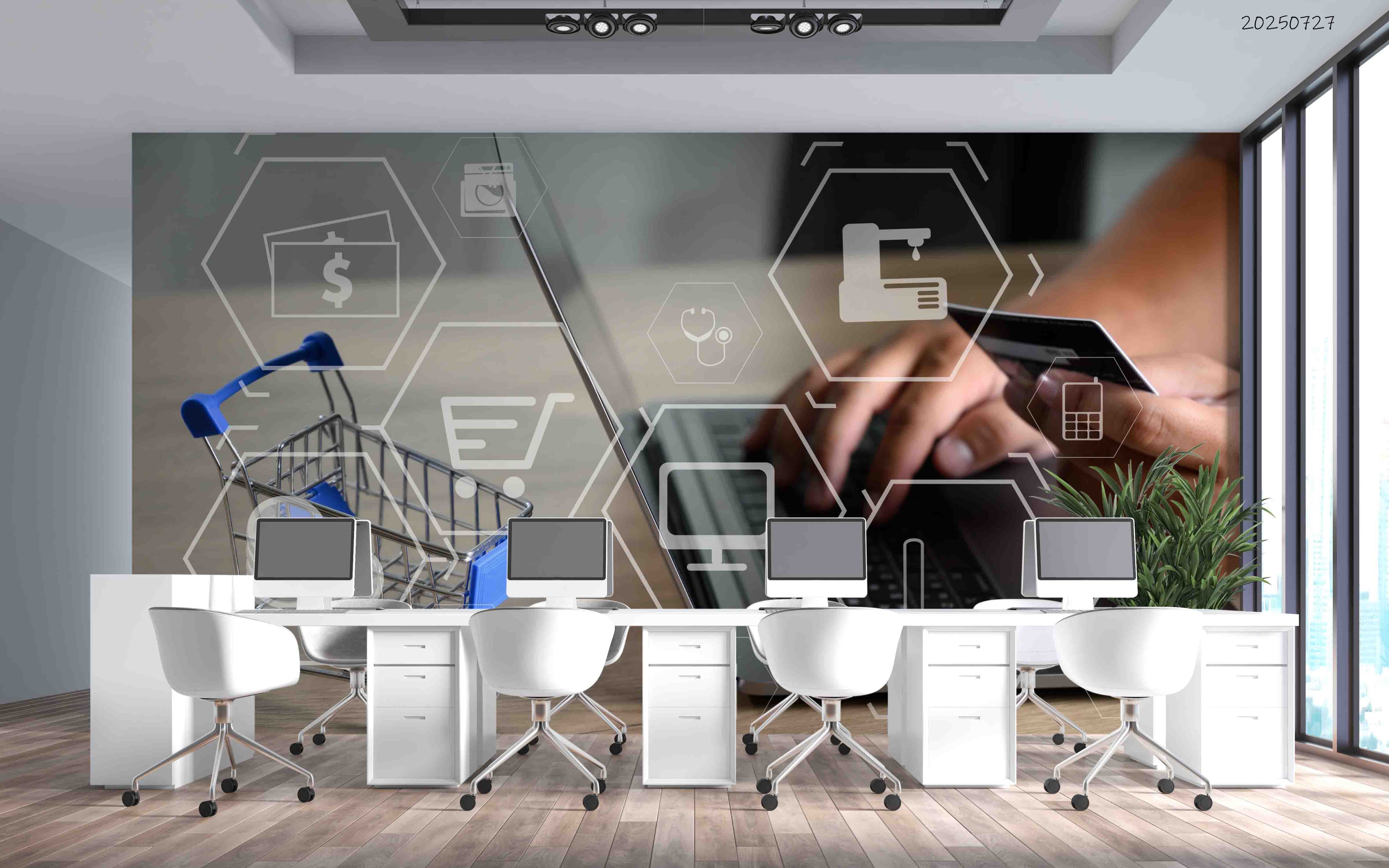 3D Office Business Commerce Technology Mdern Wall Mural Wallpaper 29