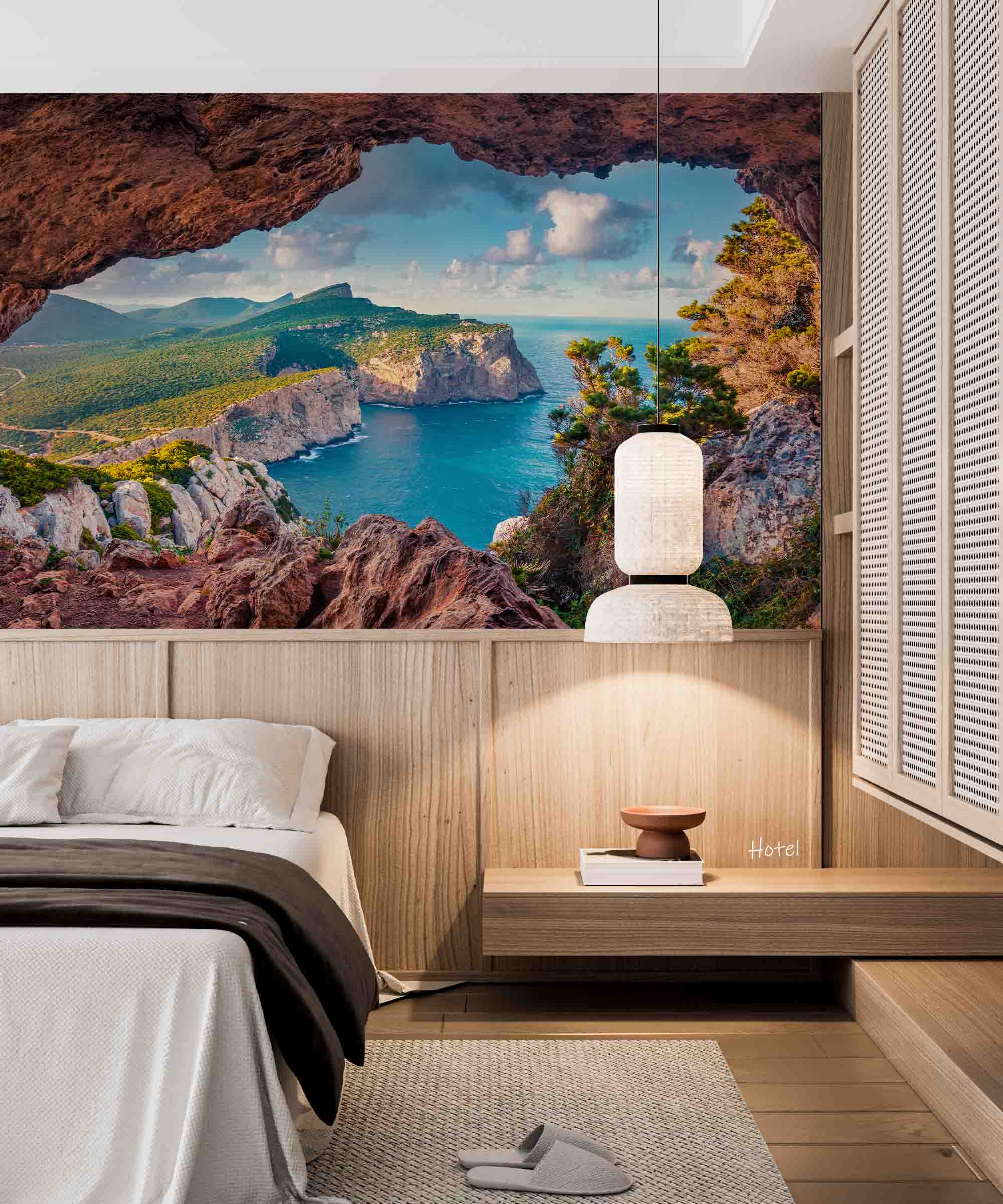 3D Hotel Inn Motel Hostel Resort Manor Scenery Cave Sea Wall Mural Wallpaper 14