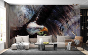 3D Beautiful Airbrush Spirit Eagle Black Wings Flying Wall Mural Wallpaper GD 4348- Jess Art Decoration