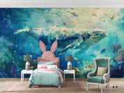 3D Sea Turtle Whale Fish Coral Ripple Wall Mural Wallpaper YXL 685