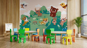 3D Childcare Nursery School Cartoon Kids Animals Zoo Wall Mural Wallpaper JN 19