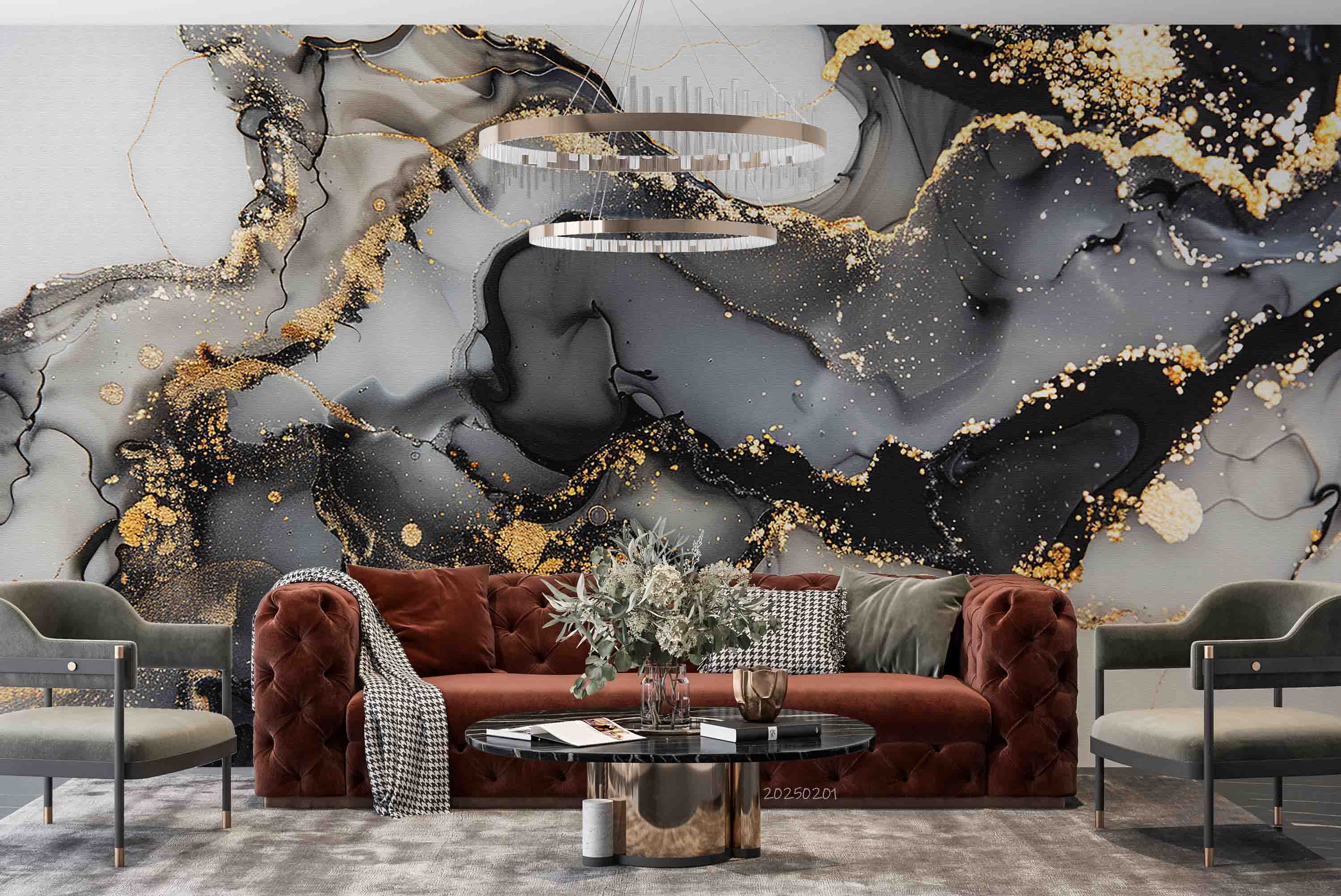 3D Watercolor Black Marble Texture Wallpaper Wall Mural Wall Decor Wall Art Wall Sticker Remoable Wallpaper LQH 10