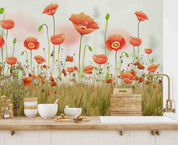 3D Yellow Poppy Meadow bright poppy flower field wall mural wallpaper for bedroom - view 3