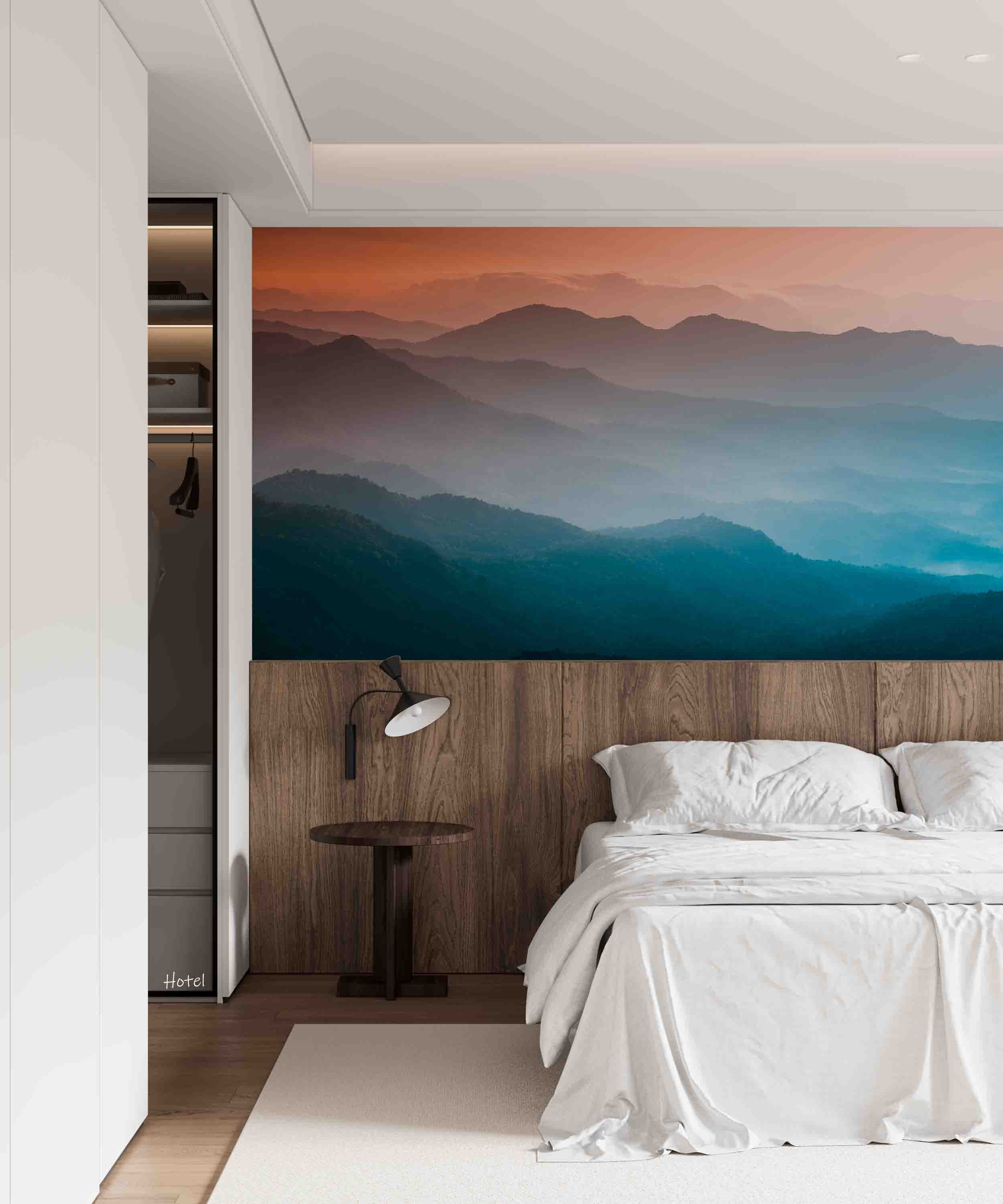 3D Hotel Inn Motel Hostel Resort Manor Scenery Mountains Wall Mural Wallpaper 19