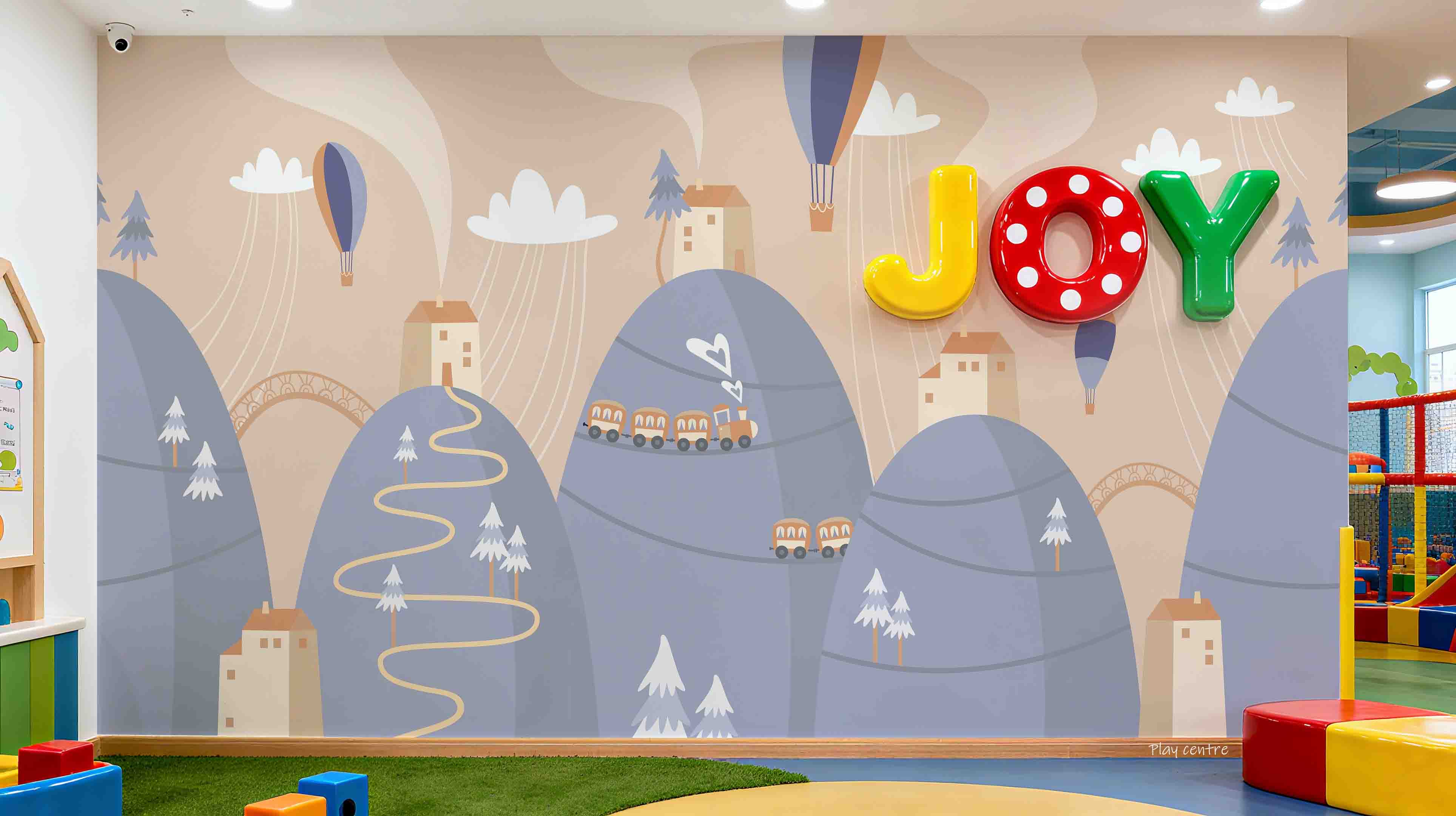 3D Play Centre Amusement Park Funfair Carnie Cartoon Mountains Wall Mural Wallpaper 21