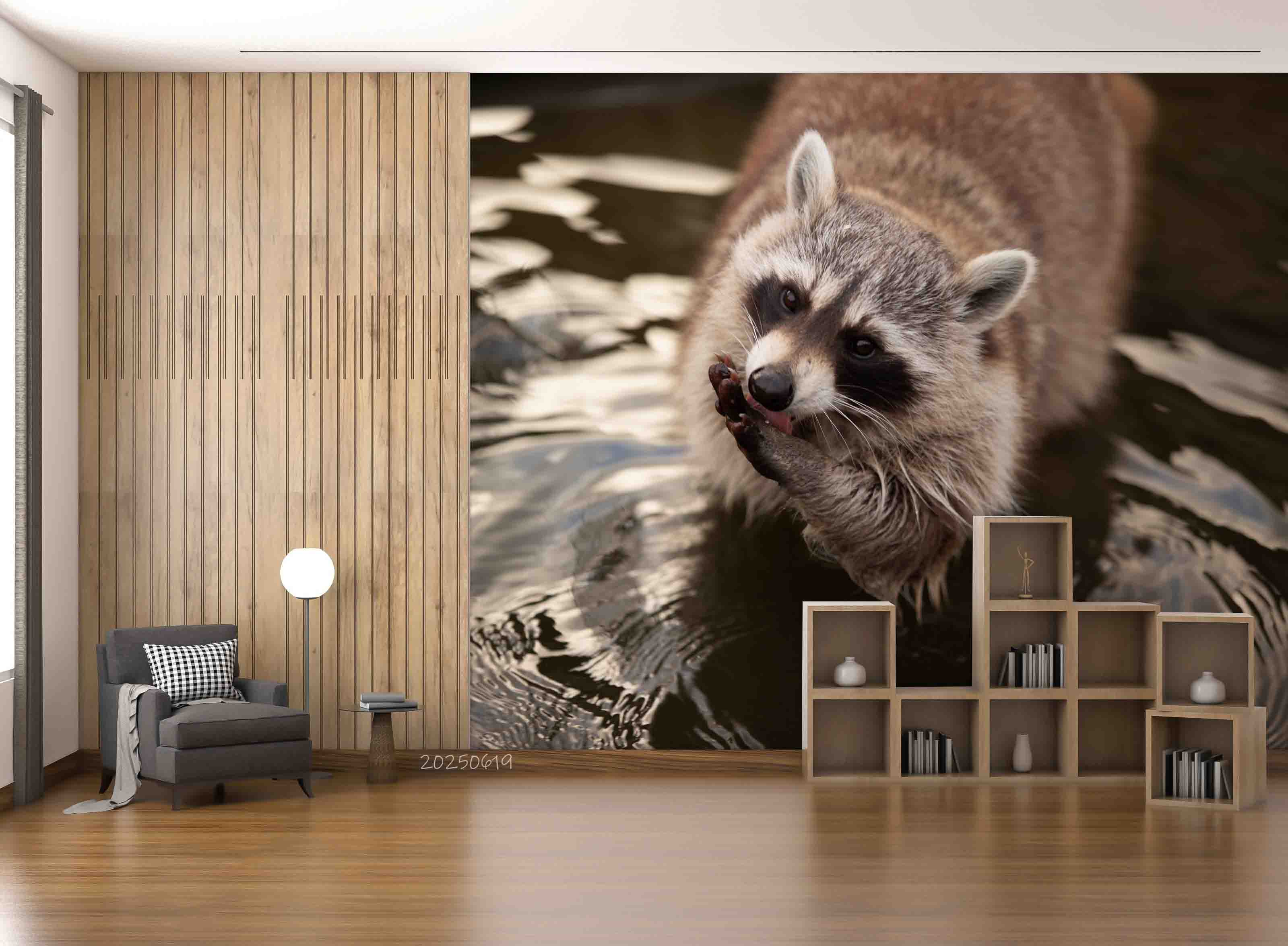 3D Nature Animal Brown Raccoon Wallpaper Wall Mural Wall Decor Wall Art Wall Sticker Remoable Wallpaper 1