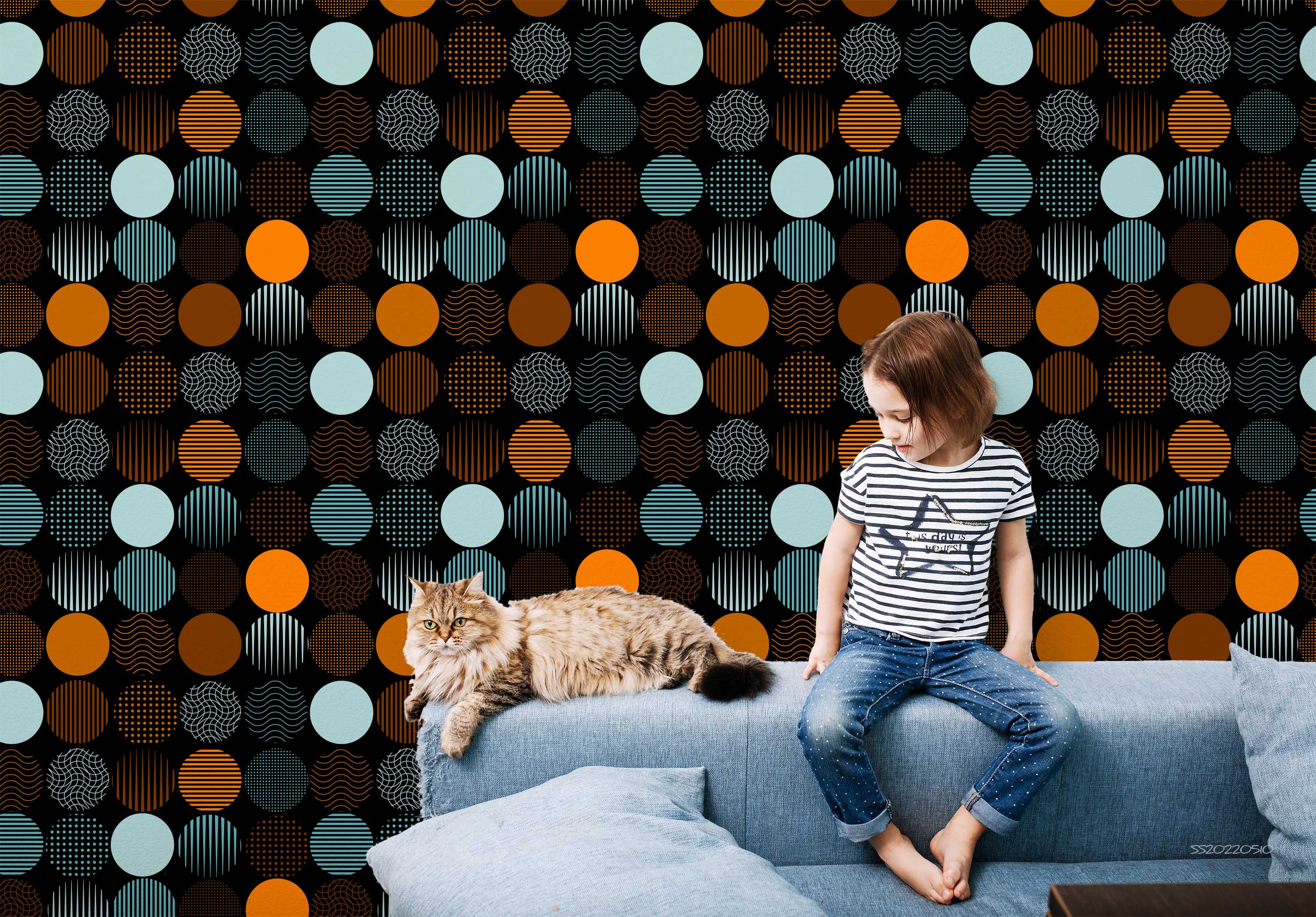 3D Dot Stripe Circle Pattern Wall Mural Wallpaper GD 4114- Jess Art Decoration