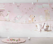 3D Bear Mouse Fox Elephant Rabbit Deer Hydrogen Balloon Wall Mural Wallpaper YXL 389