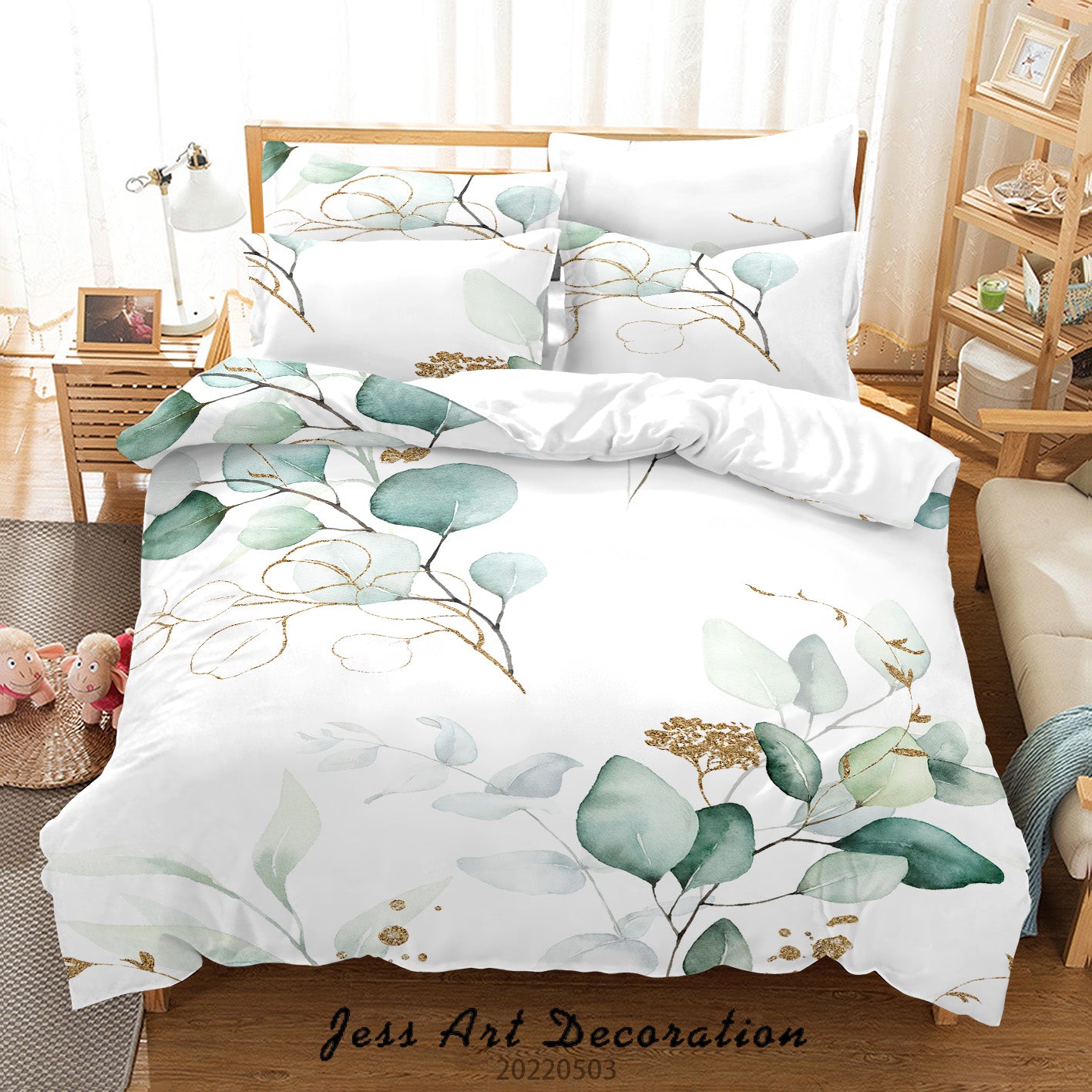 3D Floral Leaf Branch Quilt Cover Set Bedding Set Duvet Cover Pillowcase 536