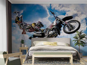 3D Freestyle Motocross Rider Jump Wall Mural Wallpaper GD 4511- Jess Art Decoration