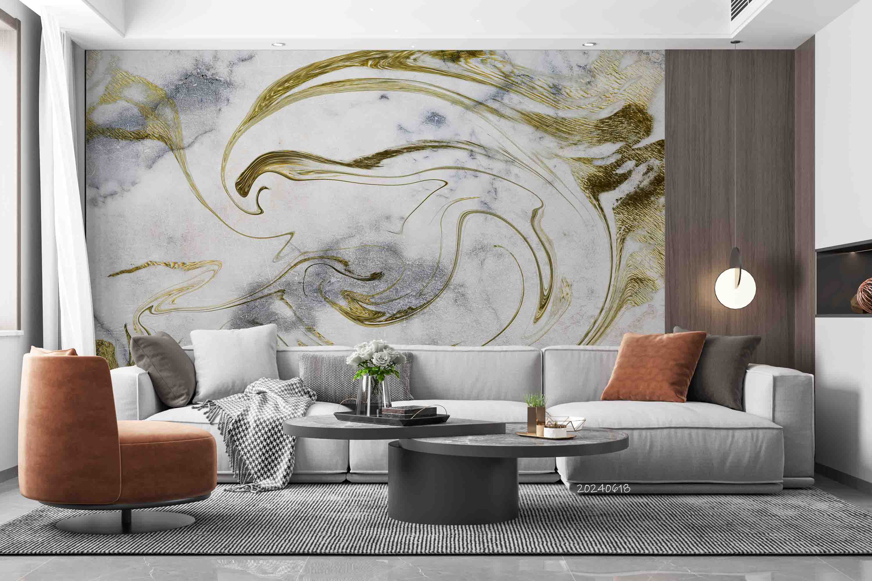 3D Abstract Damaskeen Float Gray Wall Mural Wallpaper YXL 599