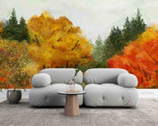 3D Watercolor Fall Forest Landscape Wallpaper Wall Mural Wall Decor Wall Art Wall Sticker Remoable Wallpaper LQH 21