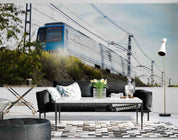 3D Fast Train Crossing Countryside Wall Mural Wallpaper GD 3172- Jess Art Decoration