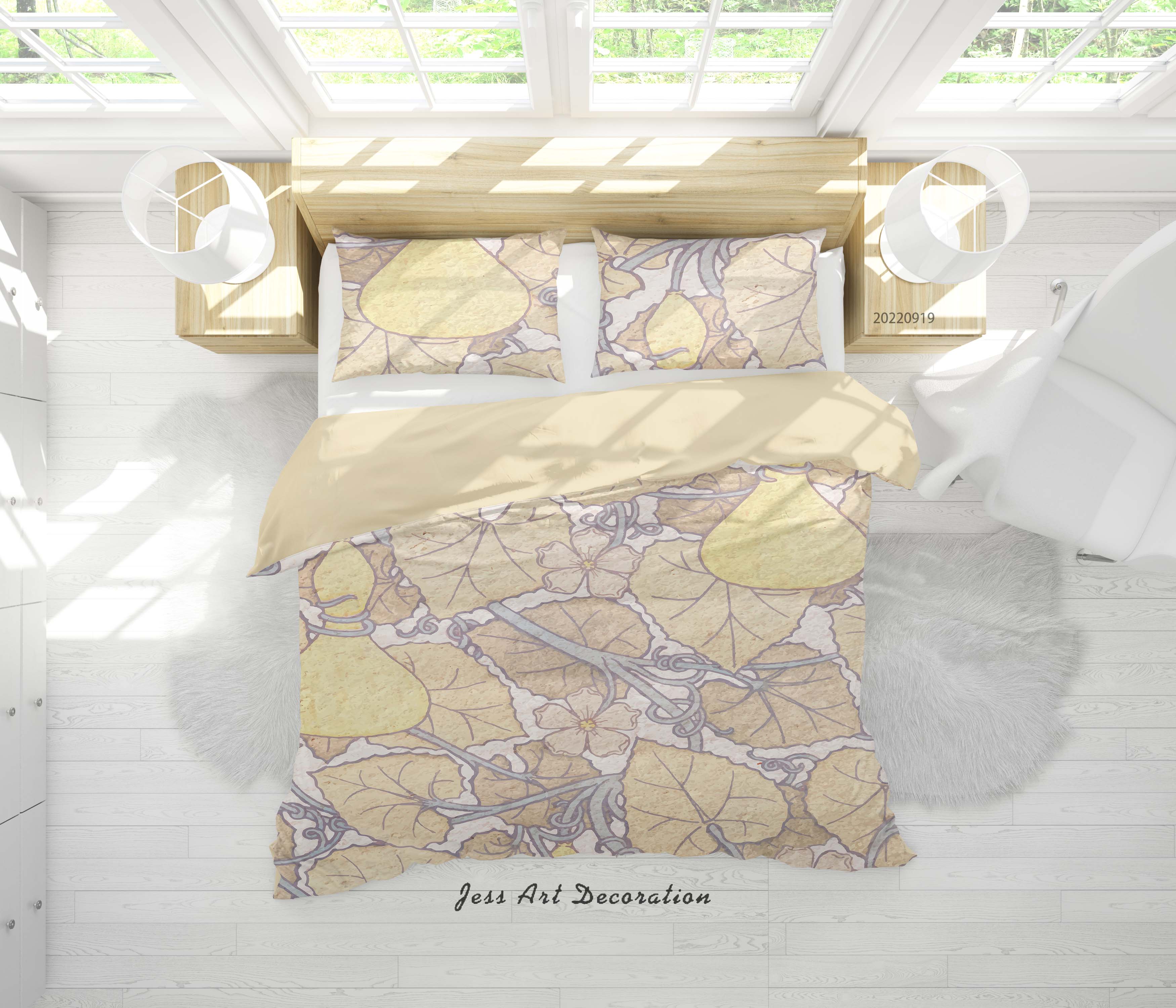 3D Floral Leaf Pumpkin Quilt Cover Set Bedding Set Duvet Cover Pillowcase 159