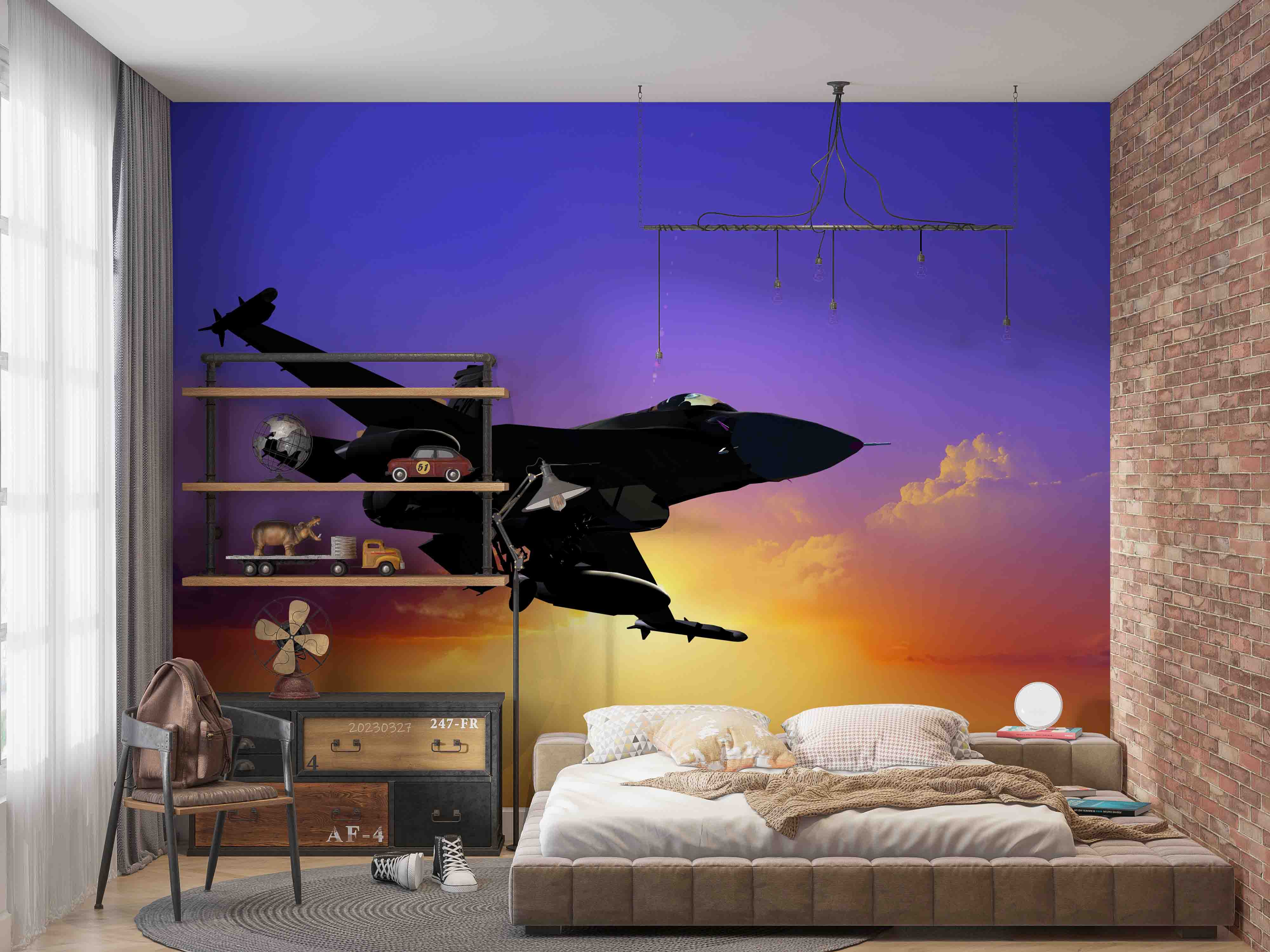 3D Jet Airplane Sky Background Wall Mural Wallpaper GD 5479- Jess Art Decoration