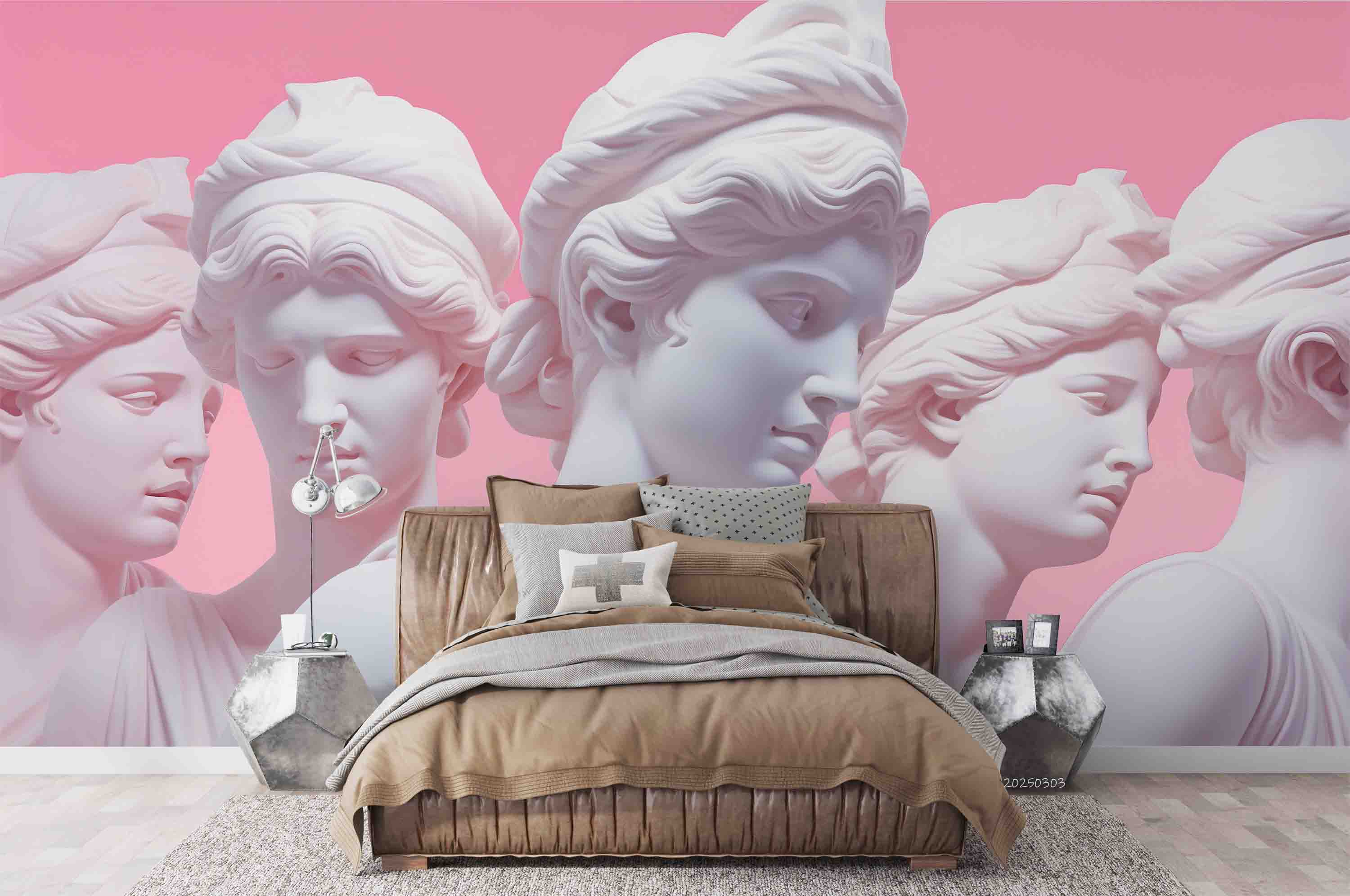 3D Art Sculpture Pink Background Wallpaper Wall Mural Wall Decor Wall Art Wall Sticker Remoable Wallpaper LQH