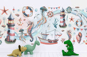 3D Animal Sea Horse Octopus Rudder Sailing Starfish Wall Mural Wallpaper YXL 39