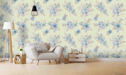 3D Floral Leaf Butterfly Blue Wall Mural Wallpaper YXL 2249