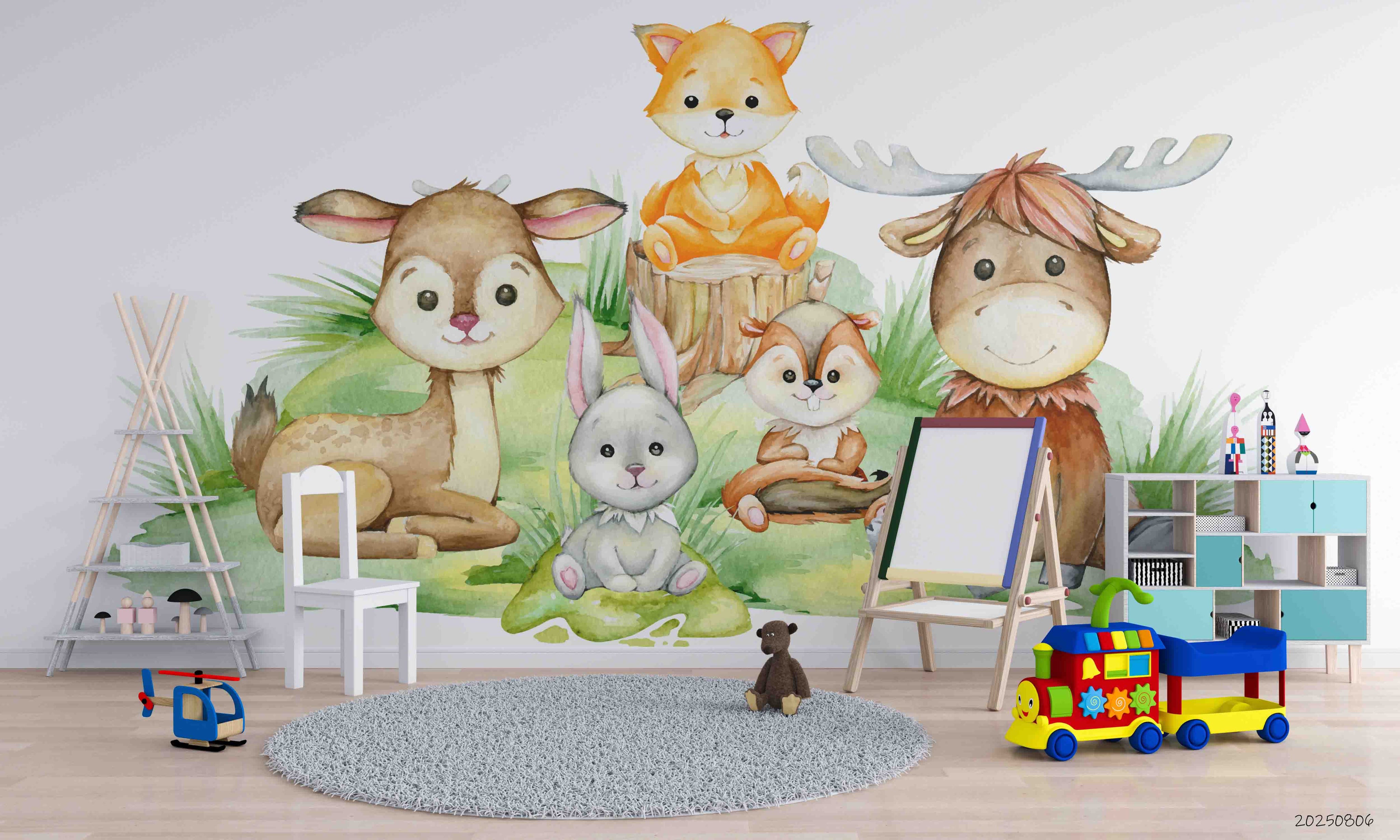 3D Childcare Nursery School Cartoon Kids Animals Wall Mural Wallpaper JN 41